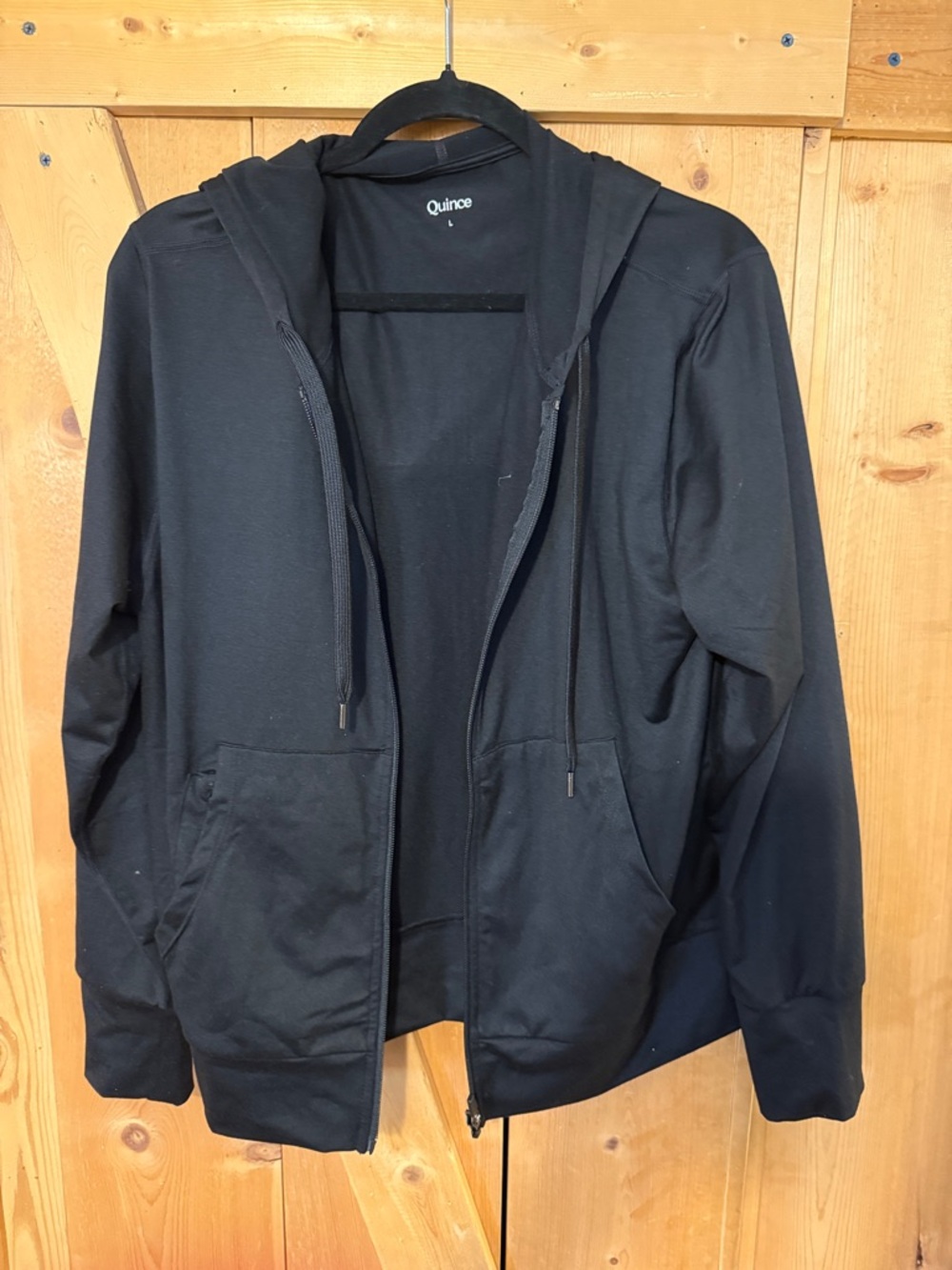 Quince Black Full-Zip Hooded Sweatshirt